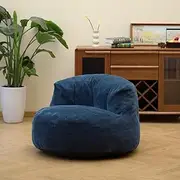 N&V Large Crescent Bean Bag Chair, Adult Size Bean Bag Sack, Foam Filling, Soft Premium Corduroy Bean Bag for Living Room Bedroom Dorm and Office (Prussia Blue)