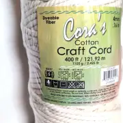 Cora's Macrame Cotton Cord White 4mm 400ft Crochet Dyeable Fiber Bulky 5 Rug