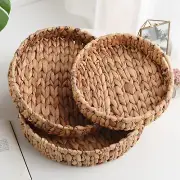 Storage Basket Hand Woven Natural Basket Tray with Handle For Food Fruit Snacks