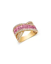 Bloomingdale's Fine Collection Pink Sapphire & Diamond Crossover Ring in 14K Yellow Gold