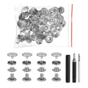 25Set Leather Snap Fasteners Kit 12.5mm Metal Snaps with 3 Setter Tools White