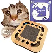 PURRZ 2-in-1 Cardboard Pet Cat Scratcher Toy Series | Scratching Board & Cozy Bed, Interactive Ball & Tunnel Design, Supports Pet Behavior & Relieves Stress, Ideal for Indoor Kittens and Cats, Square