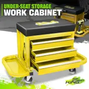 12" x 7.87" x 2.36" 350lb Mechanics Rolling Storage Workshop Yellow Tool Seat