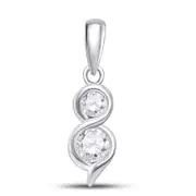 14k White Gold Round Diamond 2-stone Pendant 1/4 Cttw