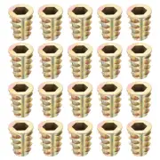 100Pcs Threaded Inserts, M6-1x15 Zinc Alloy Hex-Flanged Nut Threaded Inserts