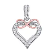 10k Two-tone Gold Round Diamond Heart Infinity Pendant 1/10 Cttw