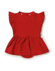 [Snuggle Hunny] Short Sleeve Organic Dress in Red