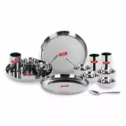 Set of 15 Stainless Steel Dinner Set Dinner Plate Serving Set Dinner Service Set