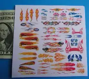 HO 1:87 Slot Car OR 1/64 Diecast WHITE Waterslide DECALS,LARGE FLAMES SKULL FUN!