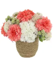 Creative Displays Hydrangea & Dahlia Arrangement in Rope Pot