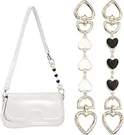uxcell Bag Extender Chain, 2 Pcs Purse Strap Extenders Heart Shape Chain Purse Making Supplies for Replacement Handbag Shoulder Bag Wallet Decoration, White/Black