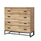 Logen Wooden Chest Of 5-Drawers Storage Cabinet Tallboy Wotan Oak/Black