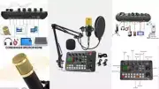 Sound Card Audio Mixer and Condenser Microphone Set with Desk Mount