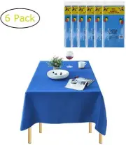 Plastic Tablecloths for Rectangle Tables - 6 Pack,Disposable Plastic (Dark Blue)