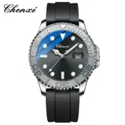 CHENXI Men Watch Soft Silicone Wristwatch for Business Male with Weekday Watch