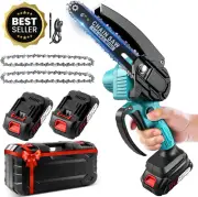 Cordless Mini Chainsaw 6" - 2x21V Batteries & Chains for Garden & Wood Cutting