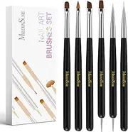 MelodySusie Nail Art Brushes Set,6pcs Professional Pen,Nail Art Tools Kit with Painting Dotting Line Pen for Gel Polish Nail Design Nail Carving French Nails for Home DIY Salon Use