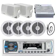 PLMRB29W Marine USB Bluetooth Radio, 6.5" Speakers, 3.5" Speakers, Antenna, Amp