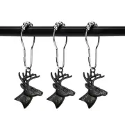Set of 12 Deer Shower Curtain Hooks Rings Rustic Cabin Bath Christmas Theme D...