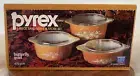 SEALED BOX - Vintage Pyrex Butterfly Gold 470-4-N 3-Pc Bake, Serve & Store Set