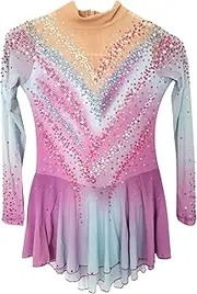 [JoyCan] Ice Figure Skating Dress Girls Women Pink Purple Gradient Competition Dress