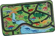 HAWILLOSCH Foldable Mat with Dinosaur Elements Non Slip Play Rug for Safe and Playroom Carpet Educational Traffic Map Rug