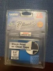 Genuine Brother P-Touch Labels Refill TZ-141 3/4" Black Print on Clear Tape NEW