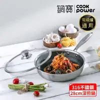 在飛比找Yahoo奇摩購物中心優惠-【CookPower 鍋寶】七層壓鑄不沾鍋316不鏽鋼蜂巢深