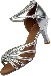 [Holibanna] 1 Pair Classic Satin High Heels Latin Dance Shoes Knotted Strap for Lady Size 40 Silver