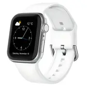 For Apple Watch Series 3,38-mm Case,Pin Buckle Silicone Watch Band,White