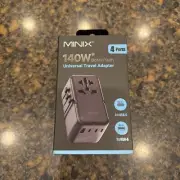 MINIX TP140 Universal Travel Adapter with 140W PD 4 Ports GaN III Technology