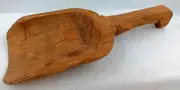 Wood Treen Scoop Primitive Decor Hand Carved Handle Hook Knob Rustic Brown New