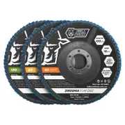Full Boar 100mm 40 80 120 Grit Zirconia Flap Disc - 3 Pack