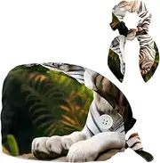 [YTYVAGT] Scrub Caps Women,Scrub Hats Suitable for Women,Jungle Animal Tiger Pattern