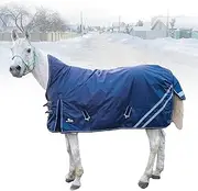 Horse Blanket, 1200D Horse Blanket Winter Essential Standard Neck Medium Horse Blanket, Pony Ponies Stables Warm Blankets,Navy, 57"