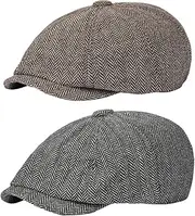 [Embhlitfe] Men's Flat Caps Wool Tweed Newsboy Cap Peaky Blinders Hat Beret Irish Gatsby Cabbie Hat 1920s Adjustable Hat Cotton