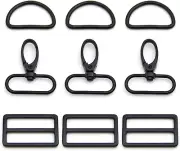 15Pcs Metal Swivel Snaps Hooks with D Rings and Tri-Glides Slide Buckles for Ke