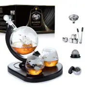 Whiskey Decanter SetGlobe DecanterWhiskey Gifts for Men Husband Him Boyfriend...