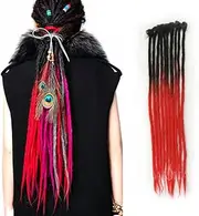DSOAR 22 Inch Ombre Dreadlocks Synthetic Handmade Extensions Twist Braiding Hair Crochet Reggae Dreadlock 10 Strands/Pack Black and Red