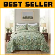California King Floral Patchwork Quilt Set - Soft Cotton Bedspread & Pillowcases