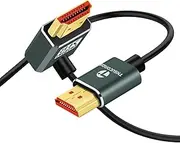 Ultra Thin 8K HDMI 2.1 90 Degree Down Angle Cable 1M, Flexible Slim High Speed Cord Support 4K@120Hz 8K@60Hz Compatible with Roku TV/HDTV/PS5/Blu-ray