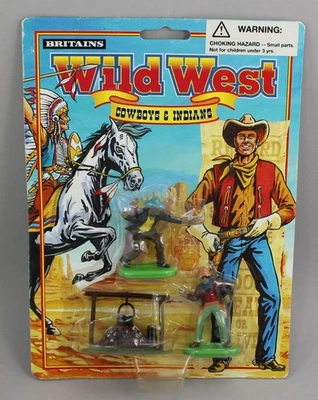 Vintage BRITAINS Wild West COWBOYS & INDIANS #7529 (2) Armed Bandits & Cauldron