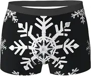 [QMNEHJ] White Snowflake Men's Boxer Briefs Breathable Stretch Underwear Moisture-Wicking Trunks for Men