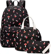 [Kouxunt] Girls School Backpacks for Kids Teens, 3-in-1 School Bag Bookbags Set with Lunch Bag Pencil Case