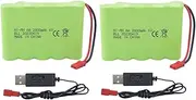 2PCS 6.0V 2800mah AA Rechargeable Battery with JST-2P Plug and USB Charging Cable for Huina 540 Dump 520 RC Bulldozer and 510 Excavator 540 Engineering Vehicle Truck Stunt Vehicle Tank
