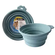 Collapsible Round Blue 760ml Silicone Dog & Cat Travel Bowl by Pet One