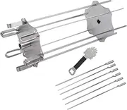 Rotisserie Kebob Skewer Set for Shish Kebab & Shawarma - BBQ Accessory Fits Most Grill Systems - Complete with 12 Barbecue Kabob Skewers
