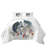 Native American Wolf Painting Coverlet