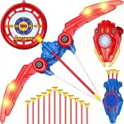 HIEMAO 2 Pack Archery Shield Toy Set LED Light Up Bow and Arrow for Kids with...