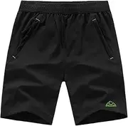 [TBMPOY] Men's Outdoor Sports Quick Dry Workout Running Shorts Zipper Pockets